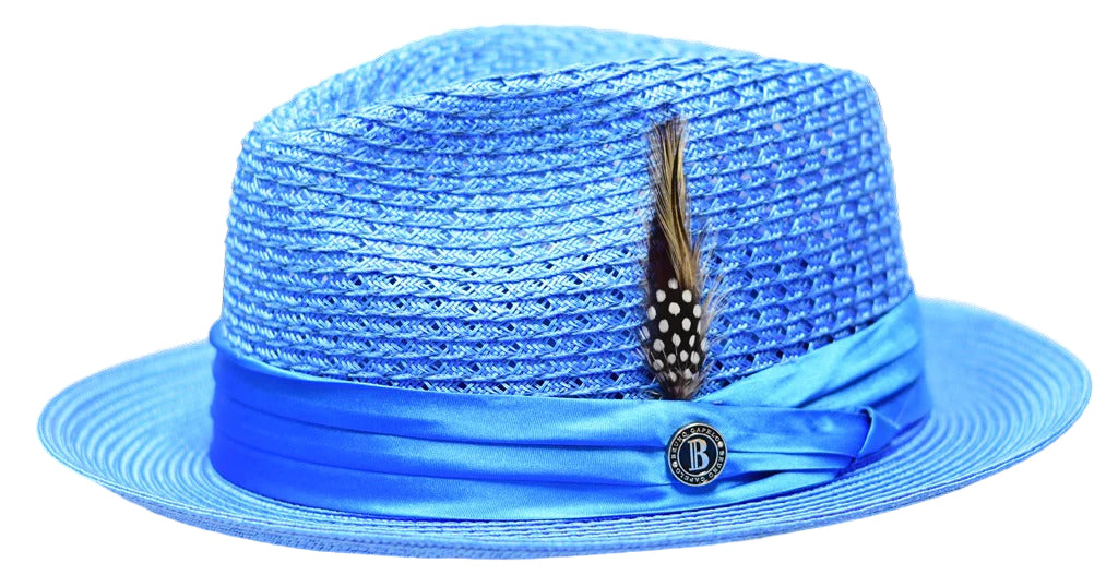Aqua Fedora Braided Straw Hat