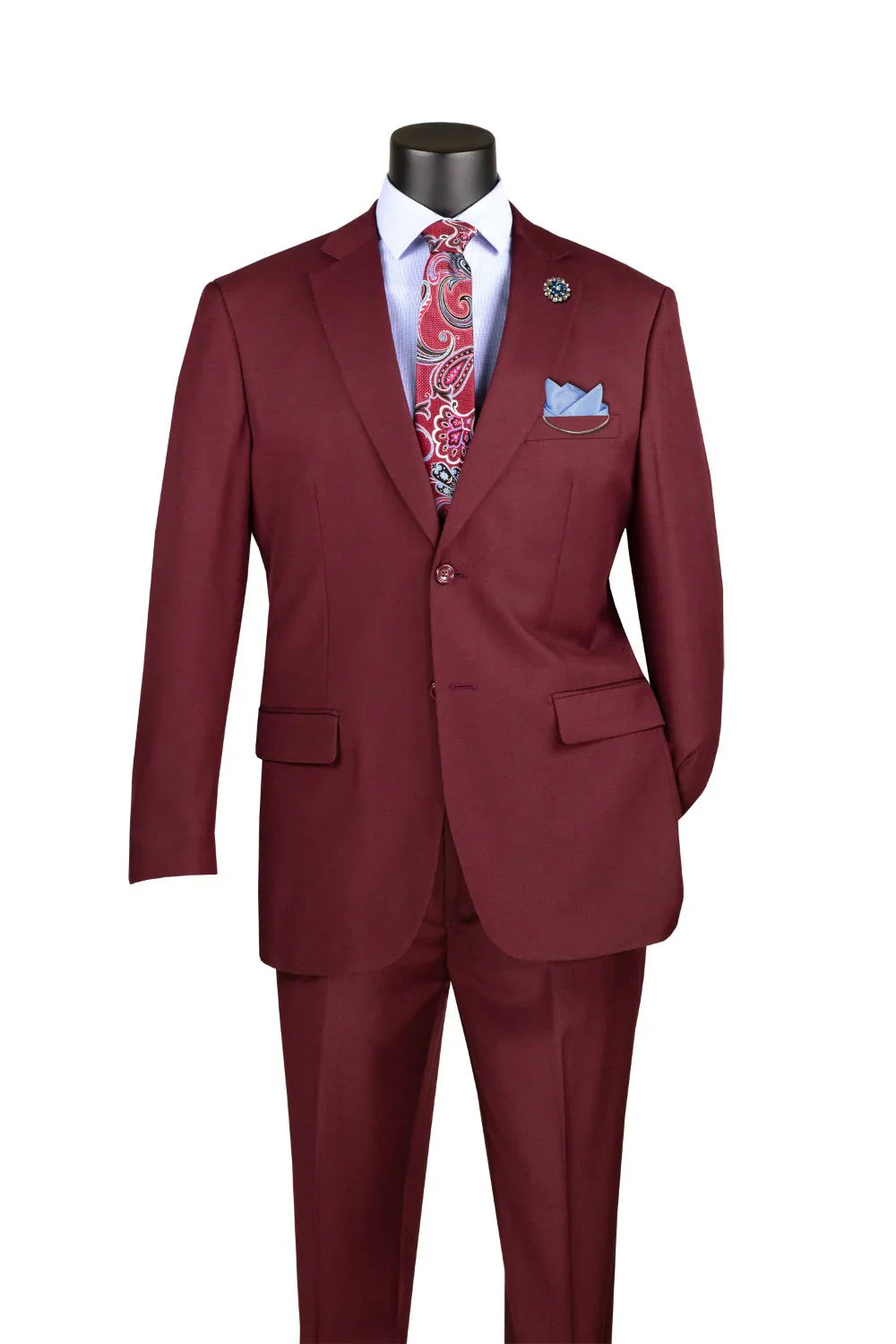 Arezzo Collection – Burgundy Regular Fit Textured Weave 2-Piece Suit