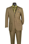 Arezzo Collection – Taupe Regular Fit Textured Weave 2-Piece Suit