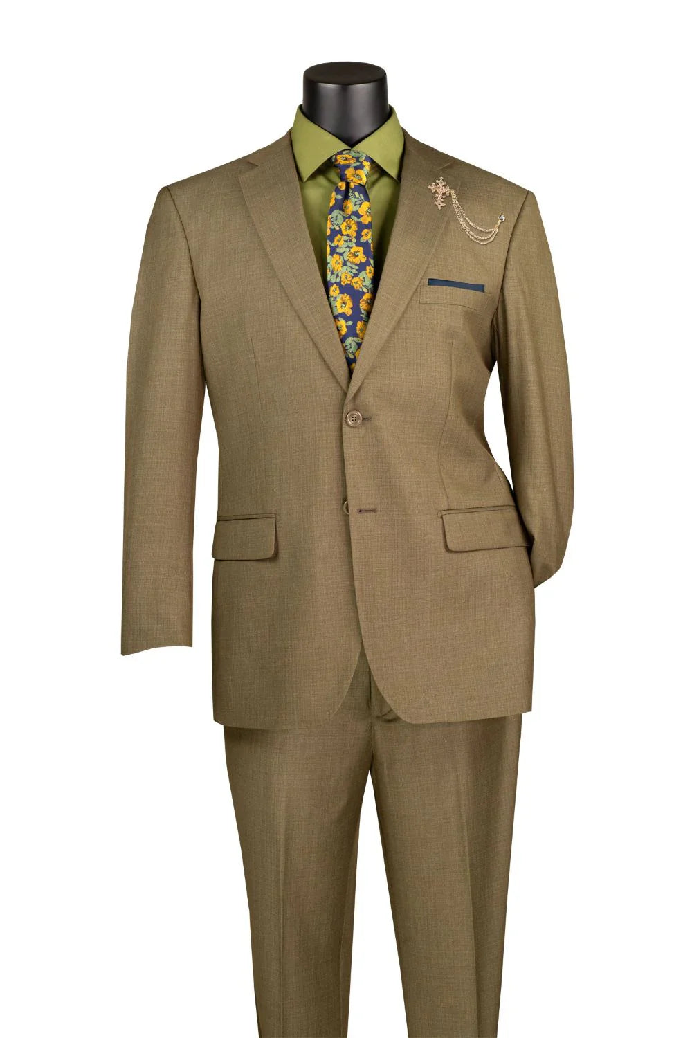 Arezzo Collection – Taupe Regular Fit Textured Weave 2-Piece Suit