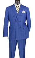 Bellagio Collection – Blue Regular Fit Glen Plaid Double-Breasted Suit