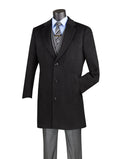 Black 38" Knee-Length Wool-Blend Topcoat – Nordic Collection