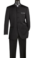 Banded Collar Regular Fit 2-Piece Suit – Black - Vienna Collection