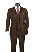 Brown Tone-on-Tone Stripe Regular Fit 3-Piece Suit – Varese Collection