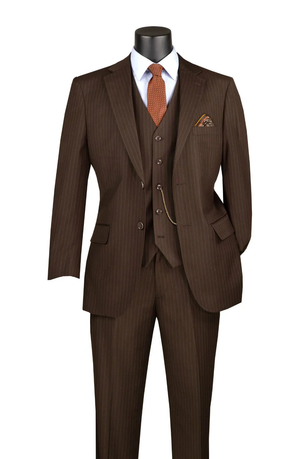 Brown Tone-on-Tone Stripe Regular Fit 3-Piece Suit – Varese Collection
