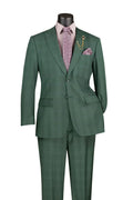 Cambridge Collection – Forest Green Men’s Regular Fit Glen Plaid Suit