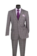Cambridge Collection – Gray Men’s Regular Fit Glen Plaid Suit