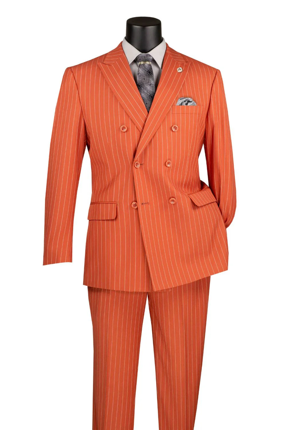 Canyon Clay Pinstripe Regular Fit Double-Breasted Suit – Banker Collection