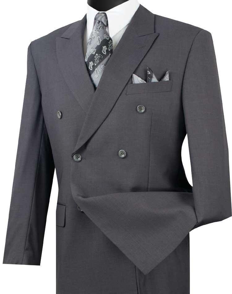 Capri Collection – Heather Gray Double-Breasted Regular Fit Suit