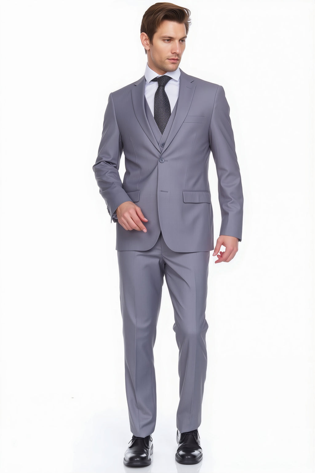 Ferera Collection-Men's 3 Piece Modern Fit Suit Color Light Gray