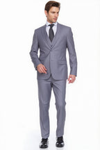Ferera Collection-Men's 3 Piece Modern Fit Suit Color Light Gray