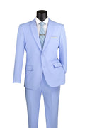 Essential Poplin Collection-Light Blue Slim Fit 2 Piece Suit
