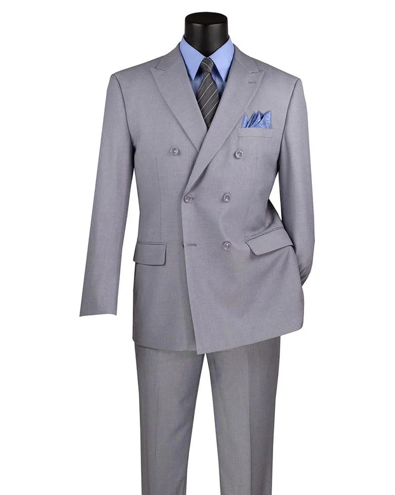 Capri Collection – Light Gray Double-Breasted Regular Fit Suit