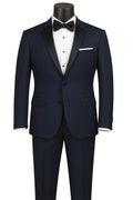 GALA COLLECTION – Navy SLIM FIT TUXEDO SUIT WITH SATIN LAPEL