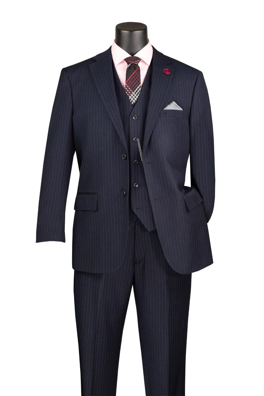 Navy Tone-on-Tone Stripe Regular Fit 3-Piece Suit – Varese Collection