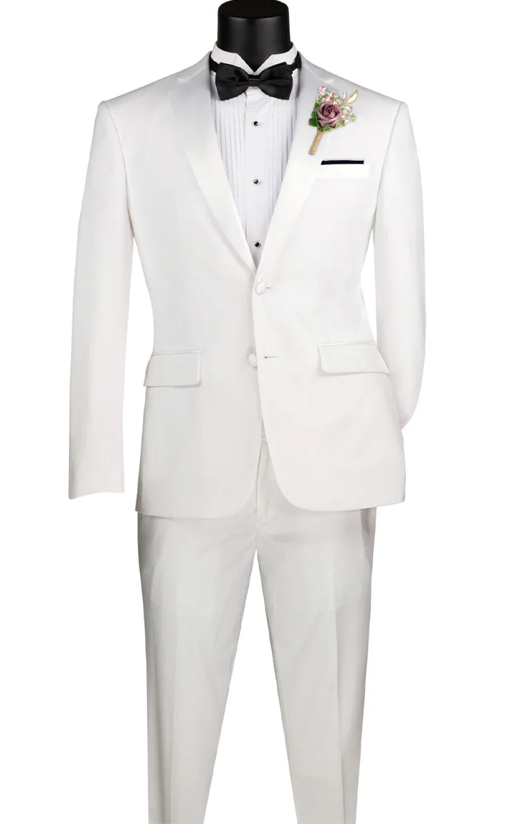 GALA COLLECTION – White SLIM FIT TUXEDO SUIT WITH SATIN LAPEL