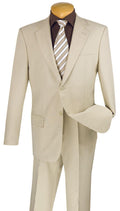 Essential Poplin Collection-Beige Regular Fit 2 Piece Suit