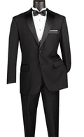 Black Regular Fit 2-Piece Tuxedo with Satin Notch Lapel