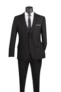Essential Poplin Collection-Black Slim Fit 2 Piece Suit