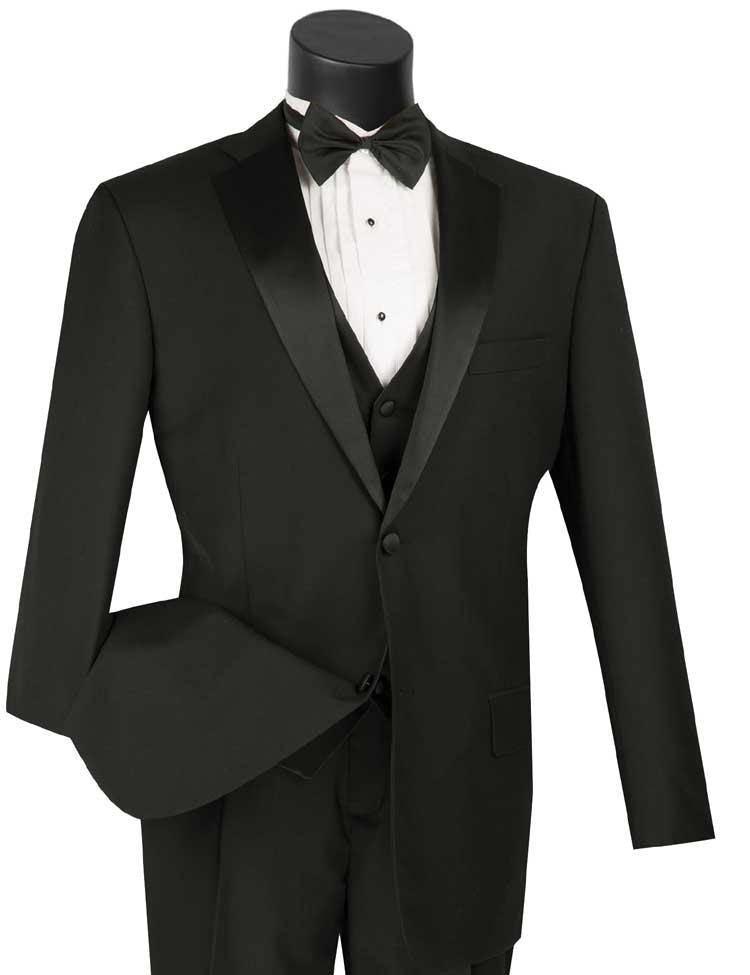 Black 3-Piece Regular Fit Tuxedo Suit – Regal Collection