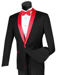 Black Tuxedo Slim Fit with Red Shawl Lapel & Black Pants