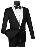 Black Tuxedo Slim Fit with White Shawl Lapel & Black Pants