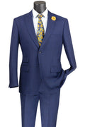 Lazio Collection – Blue Modern Fit Windowpane Suit