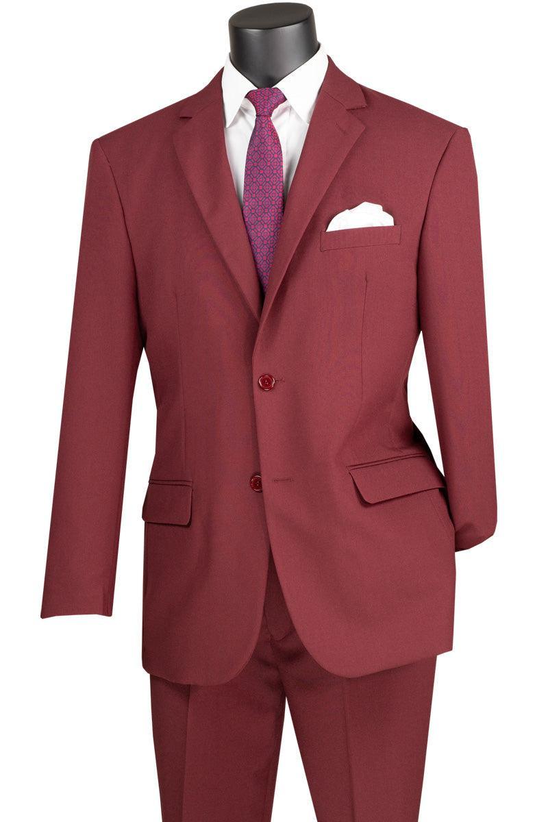 Essential Poplin Collection-Burgundy Regular Fit 2 Piece Suit