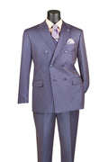 Dusty Purple Regular Fit Double-Breasted Sharkskin 2-Piece Suit