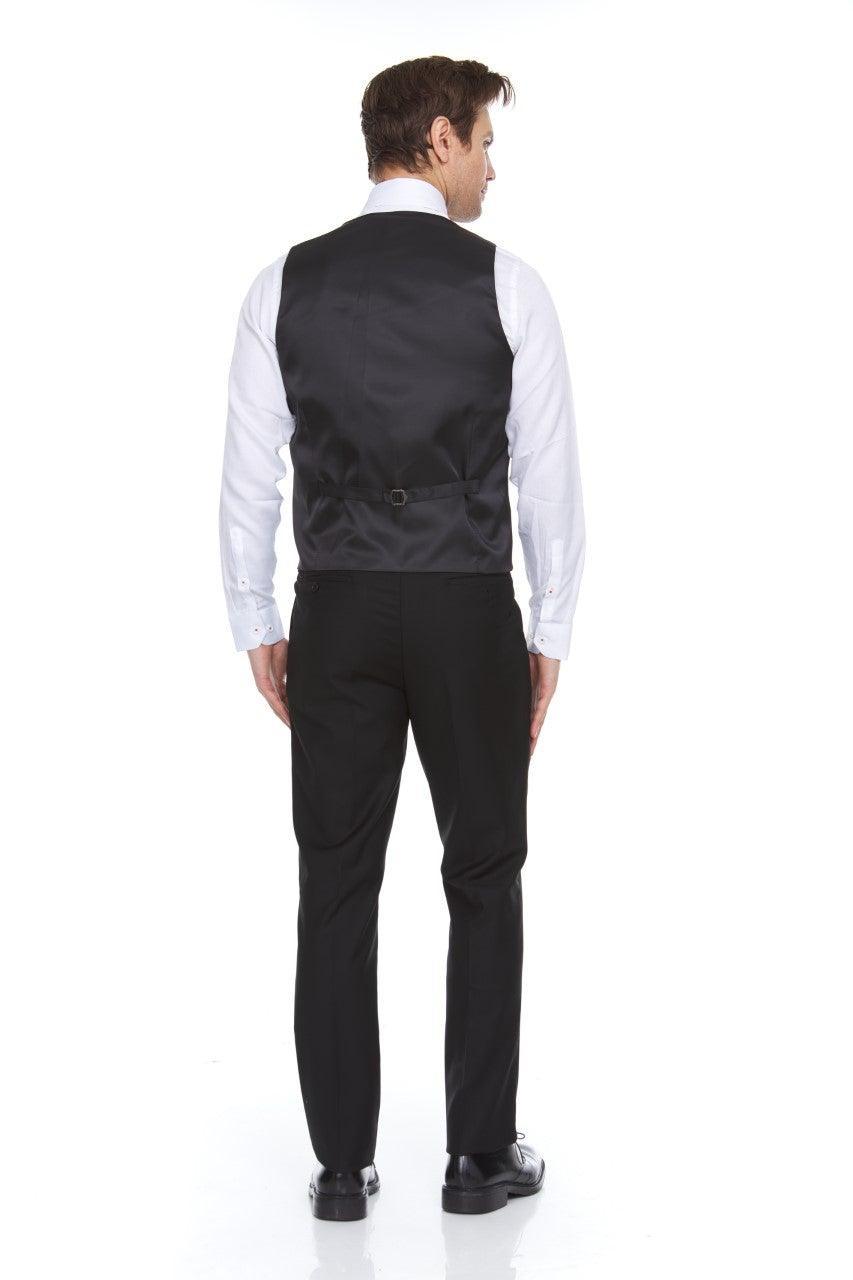 Ferera Collection-Men's 3 Piece Modern Fit Suit Solid Black
