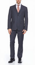 Ferera Collection-Men's 3 Piece Slim Fit Suit Solid Dark Gray