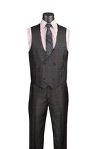 Glenmore Collection-Regular Fit Black Glen Plaid Three-Piece Suit