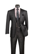 Glenmore Collection-Regular Fit Black Glen Plaid Three-Piece Suit