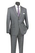 Lazio Collection – Gray Modern Fit Windowpane Suit