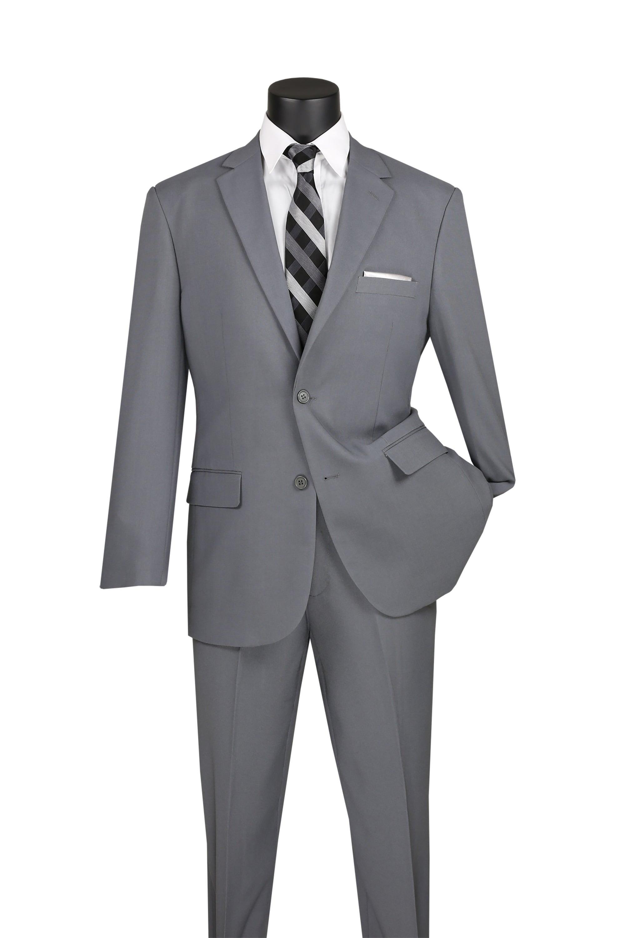 Essential Poplin Collection-Medium Grey Regular Fit 2 Piece Suit