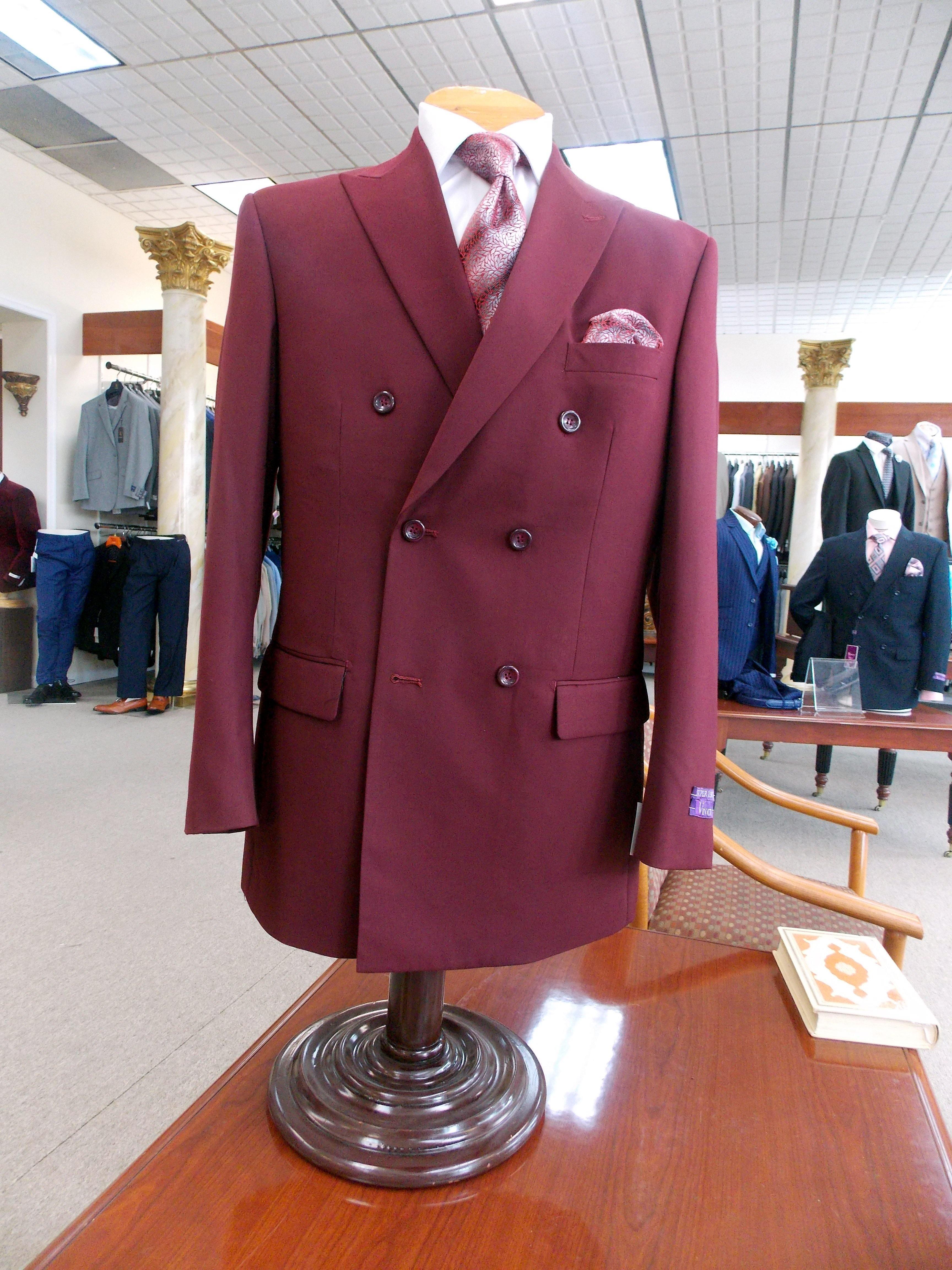 Capri Collection – Burgundy Double-Breasted Regular Fit Suit