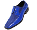 Men's Striped Satin and Matching Patent Upper Shoes Color Royal