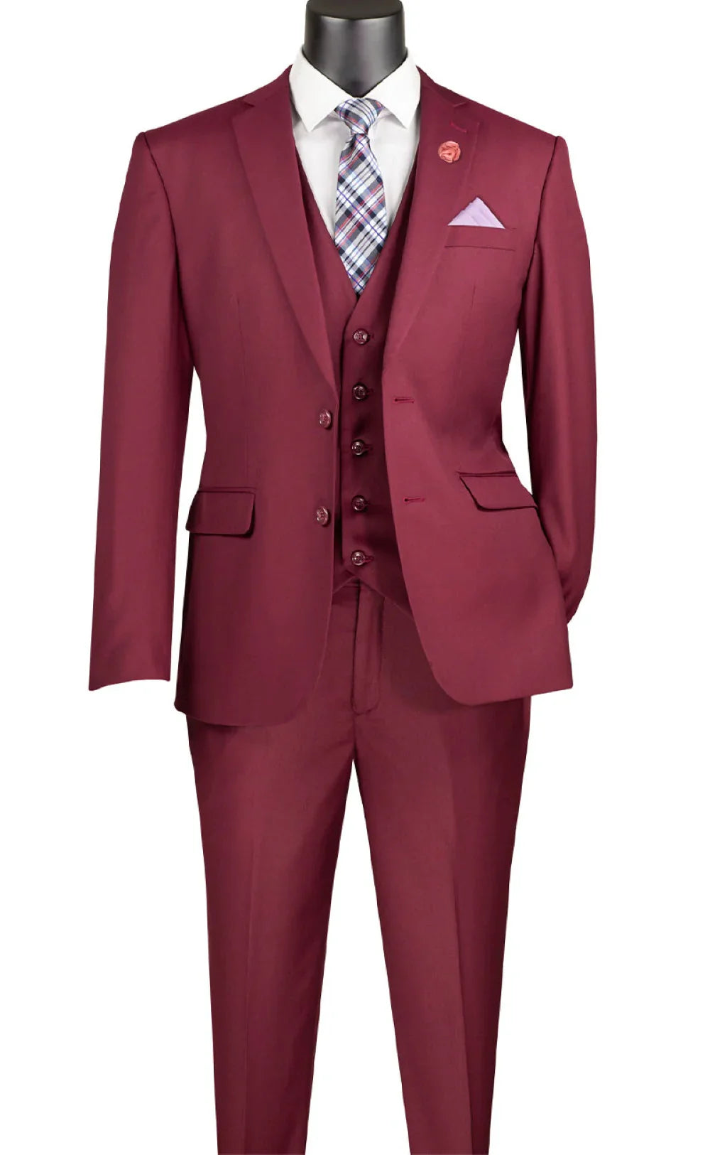 Metropolitan Collection – Burgundy Slim Fit 3-Piece Suit