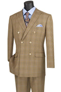 Sorrento Collection – Mocha Regular Fit Glen Plaid Double Breasted Suit