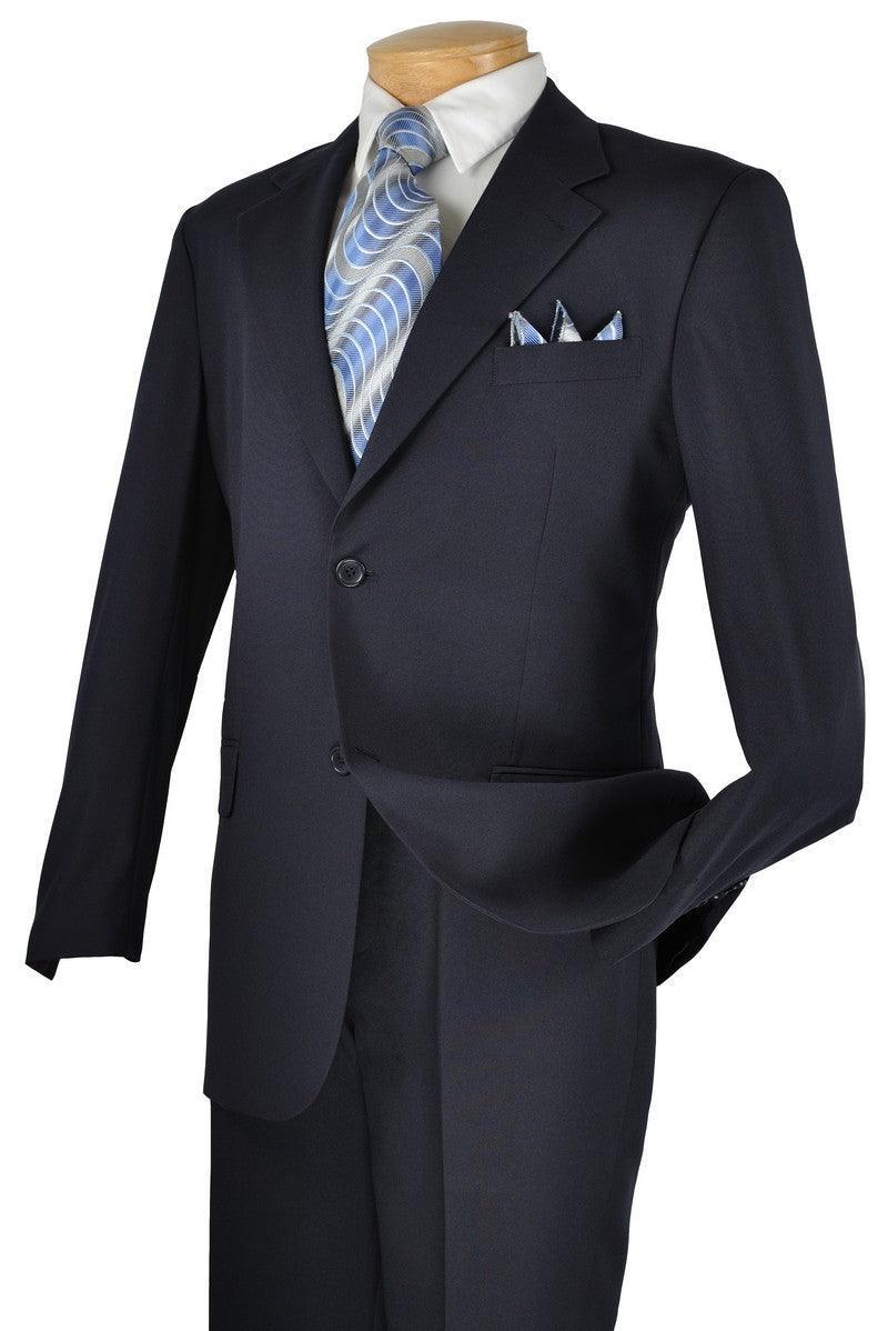 Essential Poplin Collection-Navy Regular Fit 2 Piece Suit