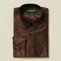 Chocolate Paisley Long Sleeve Jacquard Shirt