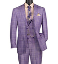 Glenmore Collection-Regular Fit Light Purple Glen Plaid Three-Piece Suit
