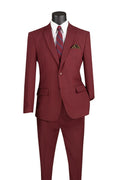Essential Poplin Collection-Burgundy Slim Fit 2 Piece Suit