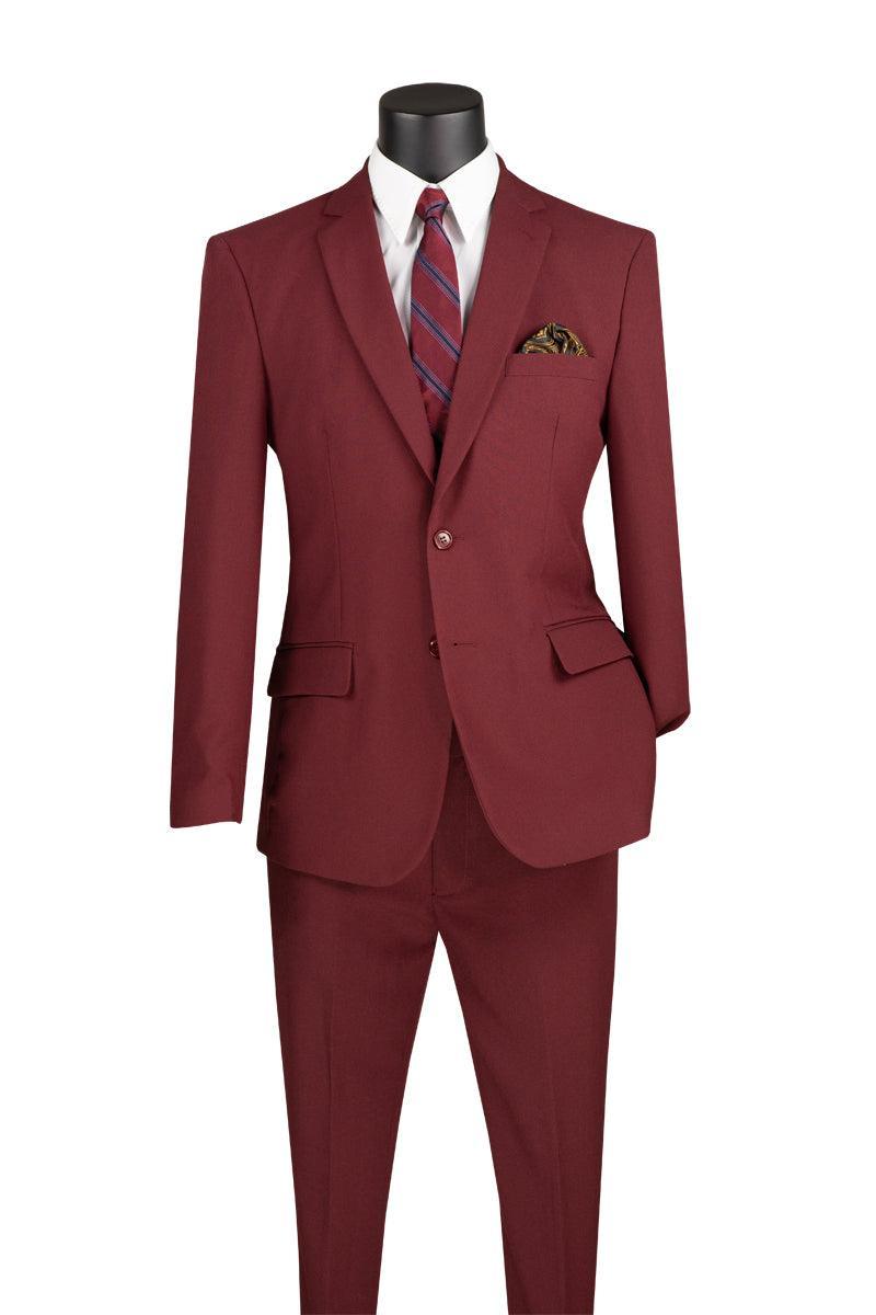Essential Poplin Collection-Burgundy Slim Fit 2 Piece Suit