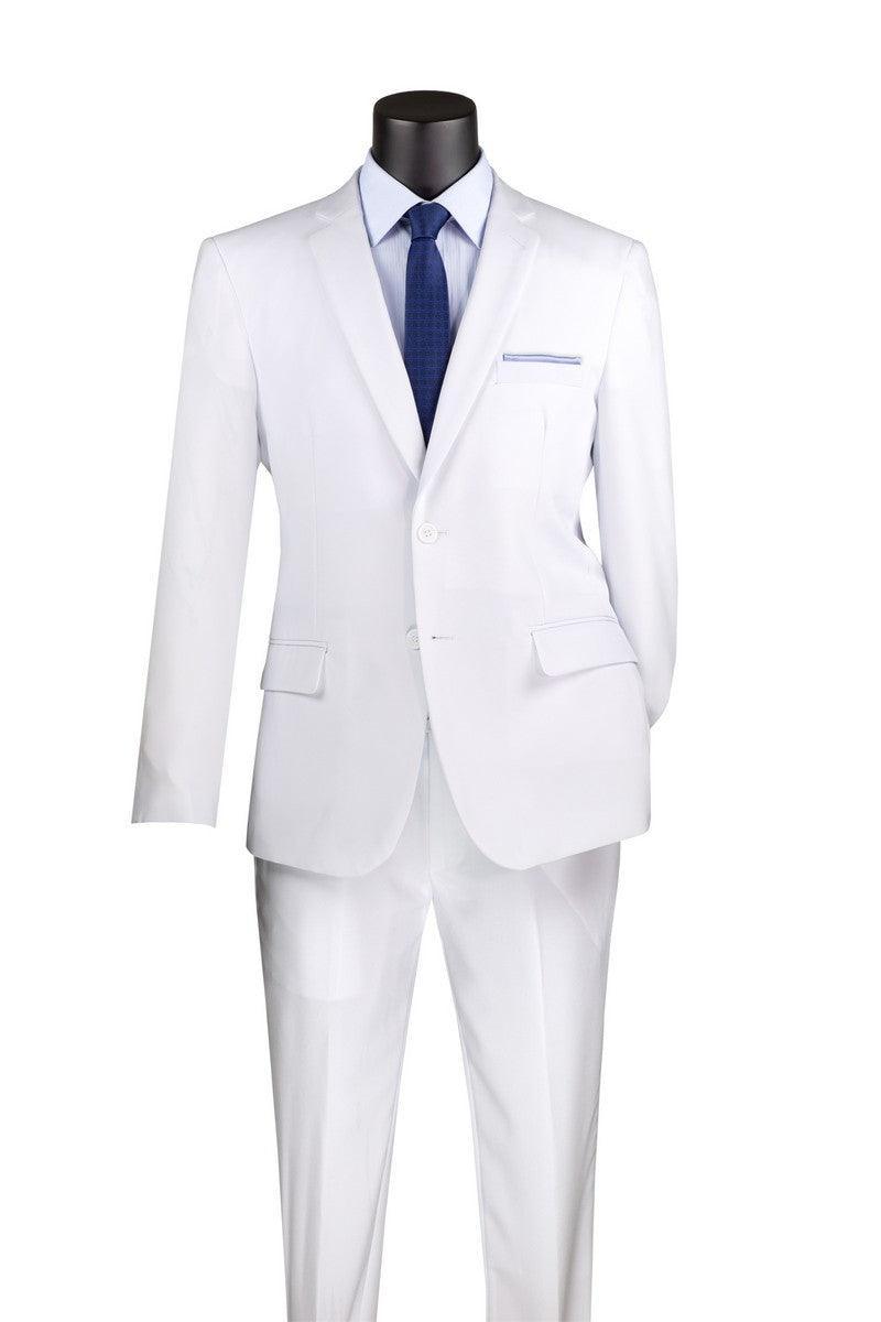 Essential Poplin Collection-White Slim Fit 2 Piece Suit