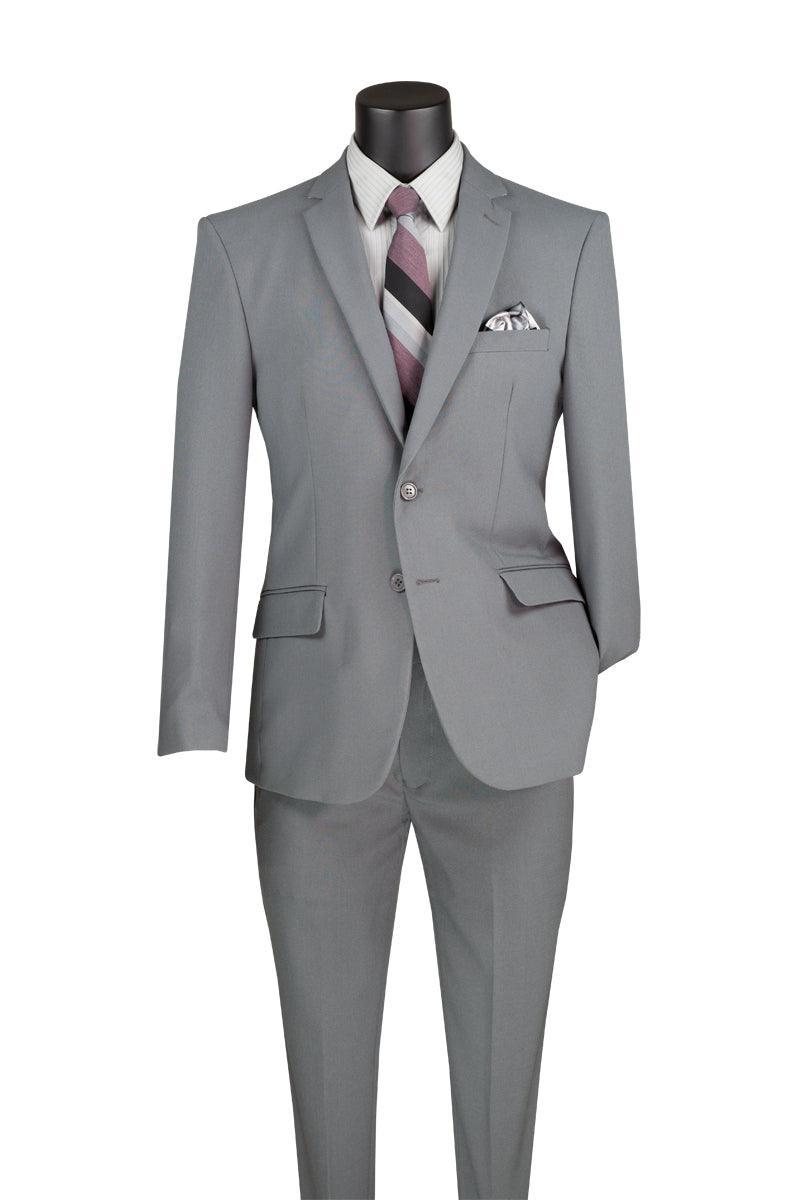 Essential Poplin Collection-Medium Grey Slim Fit 2 Piece Suit