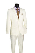 Essential Poplin Collection-Ivory Slim Fit 2 Piece Suit