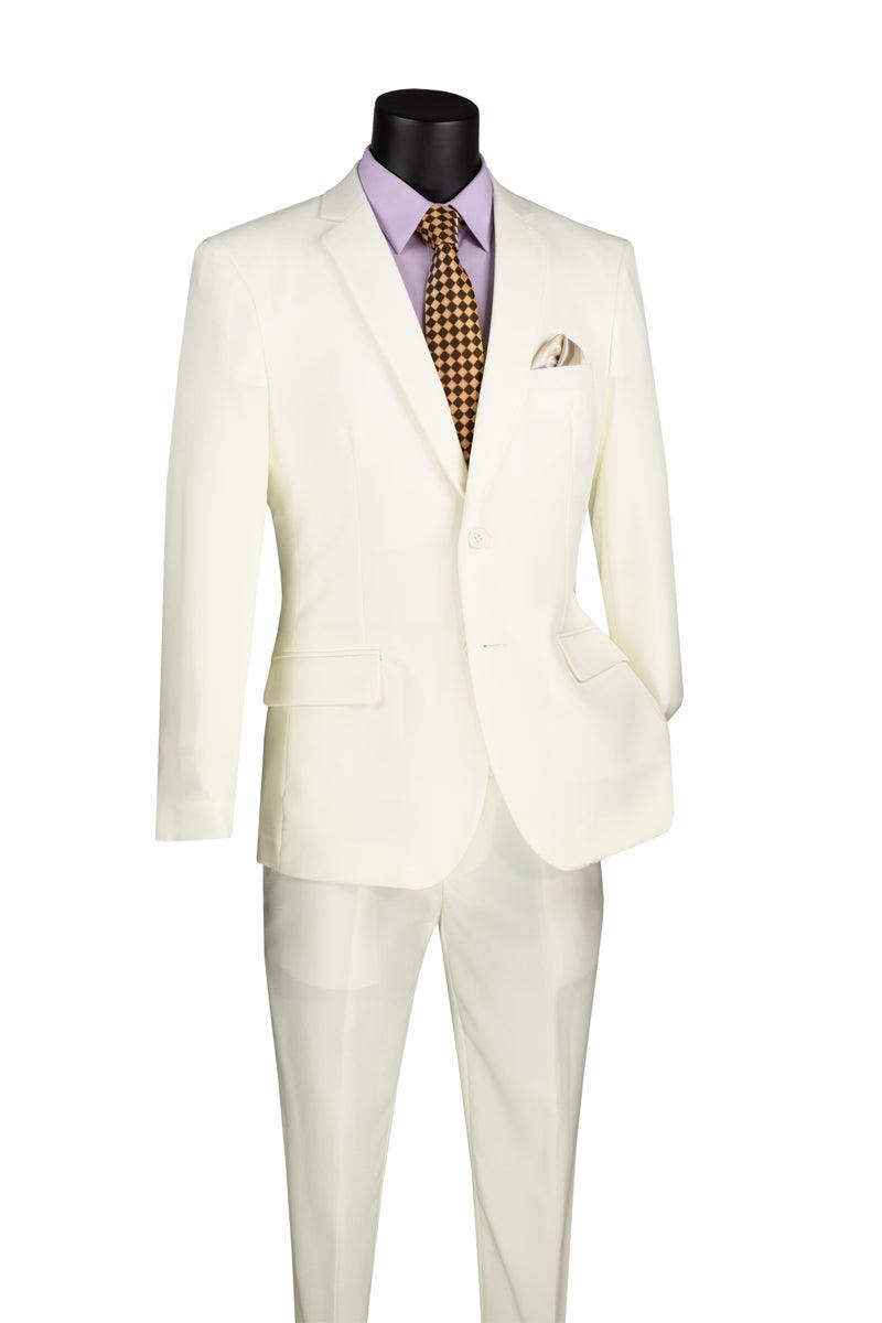 Essential Poplin Collection-Ivory Slim Fit 2 Piece Suit