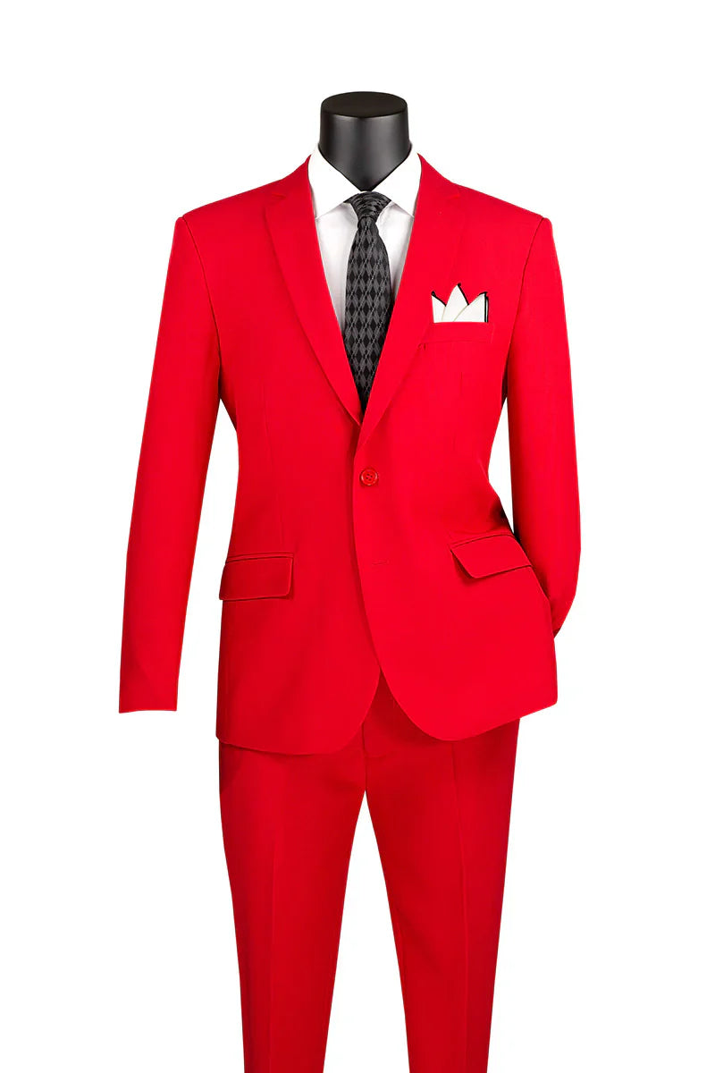 Essential Poplin Collection-Red Slim Fit 2 Piece Suit