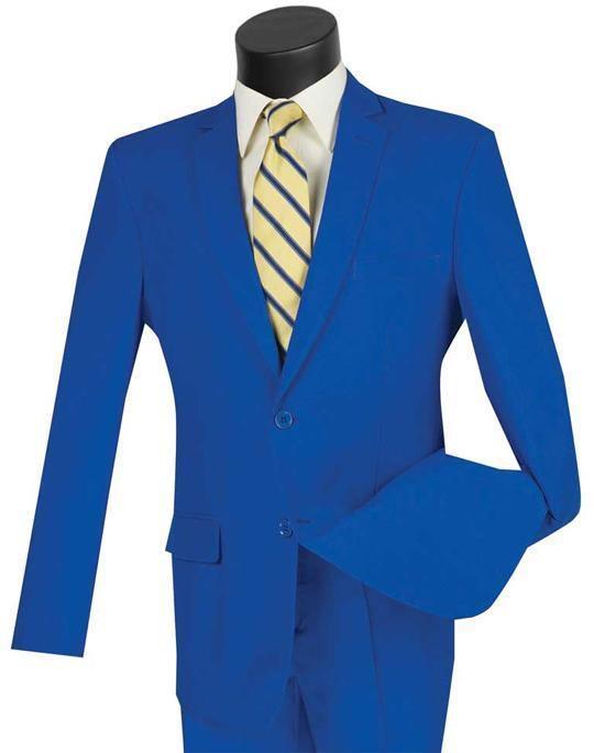 Essential Poplin Collection-Royal Blue Slim Fit 2 Piece Suit